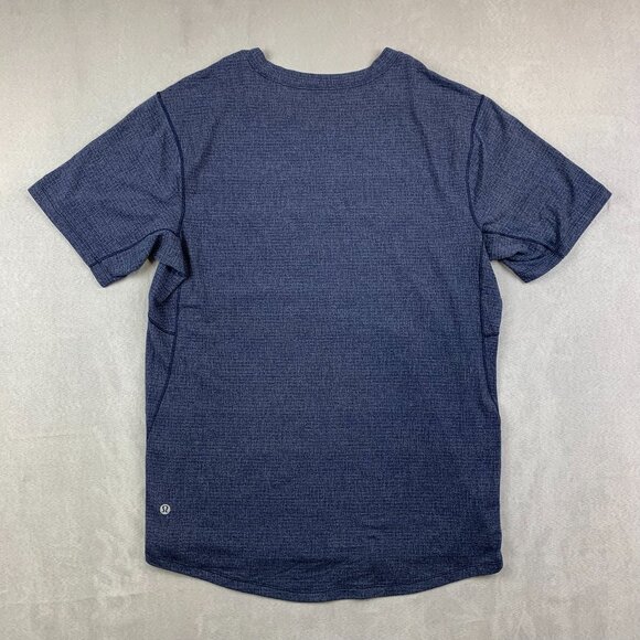 Lululemon Men Shirt Medium Blue Heather In Mind Short Sleeve Performance Stretch - Picture 5 of 6